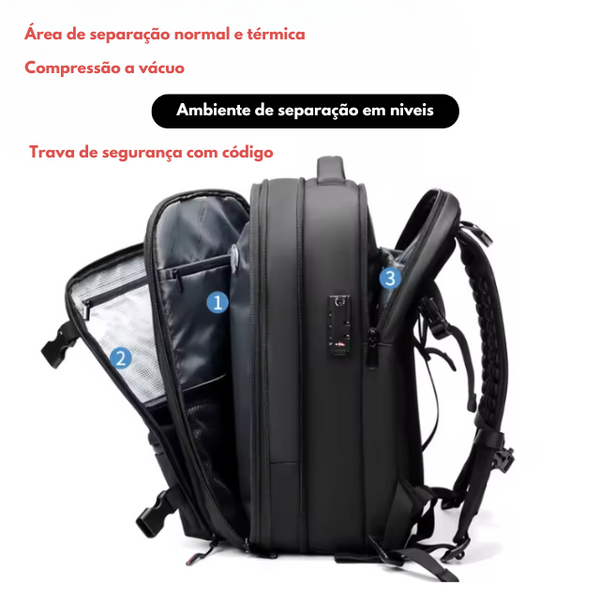 Mochila de Viagem Com Compressão a Vácuo 60L