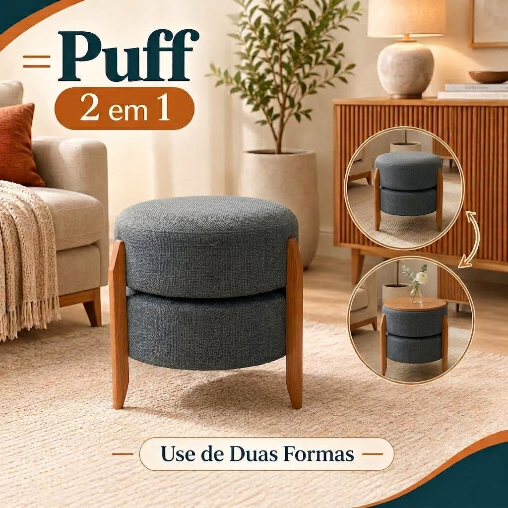 (COMPRE 1 LEVE 2) - Puff 2 em 1: Use de Dois Jeitos