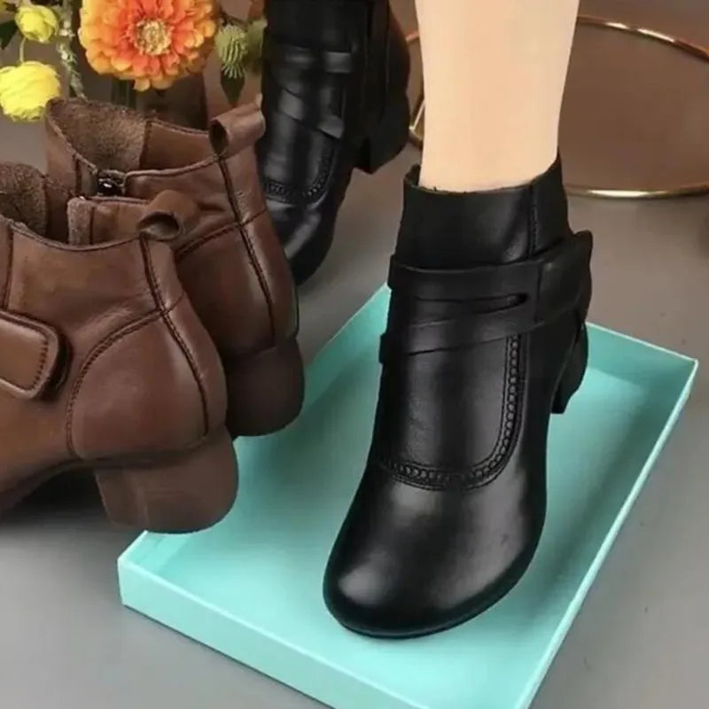 Bota de Couro Ortopédica Confortável Anabella [Promoção de Inverno]