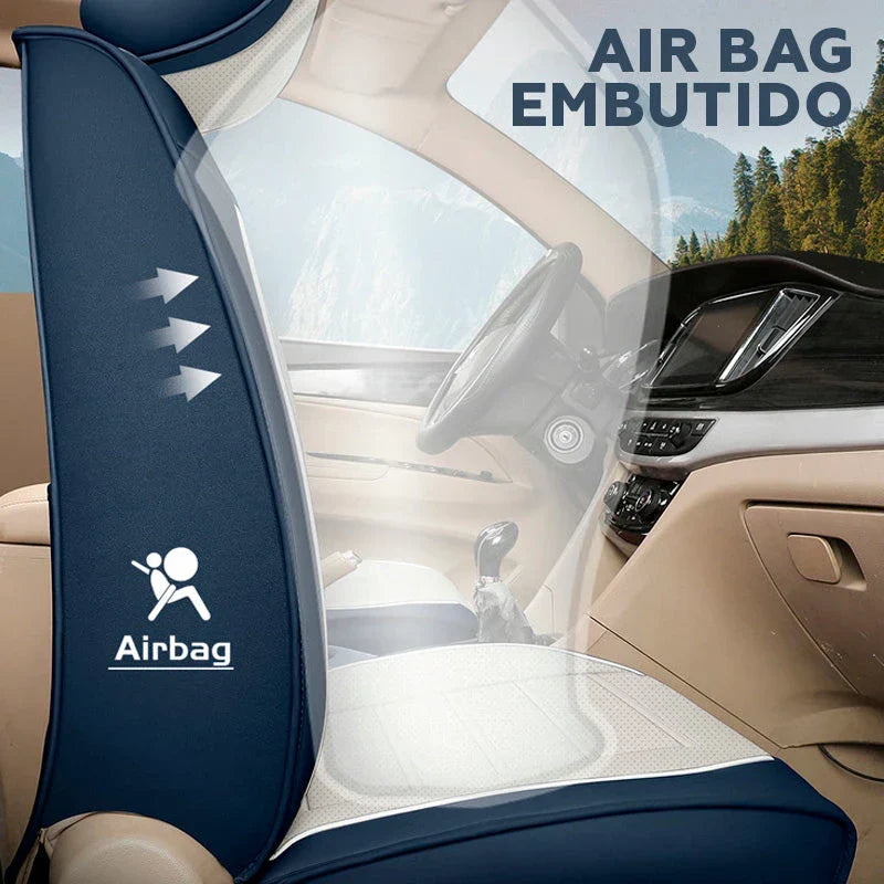 Capa Universal Evotek Completa para Carro em Couro Legítimo com AirBag +3 BRINDES: Tapetes Automotivos