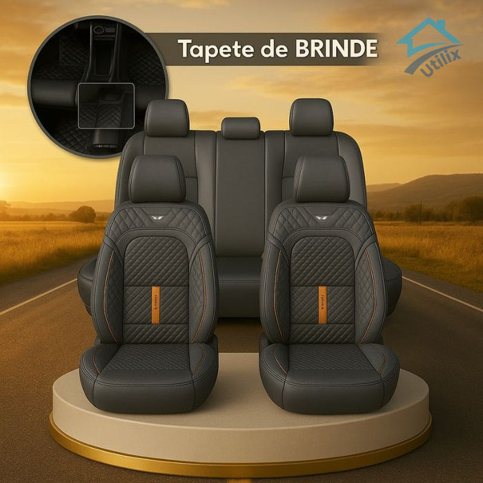 Capa para Banco de Carro Completa em Couro Legítimo Universal Italian + BRINDE: Tapete Completo